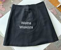 Czarna spódniczka mini H&M 36 wełna wiskoza