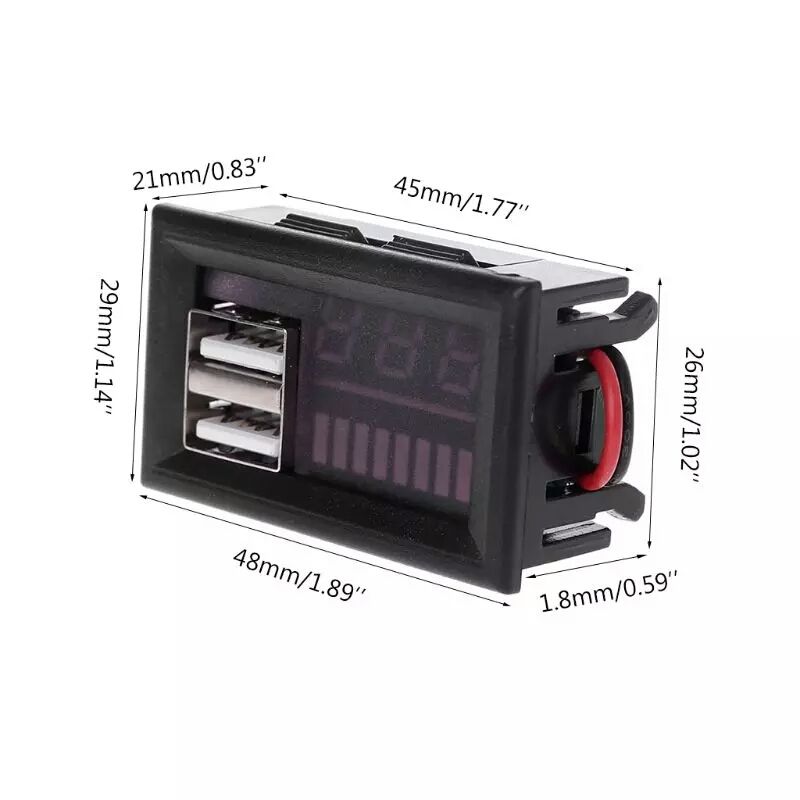 Вольтметр, тестер заряда, индикатор батареи. ЗарядкаUSB 5V2A DC12-24 v