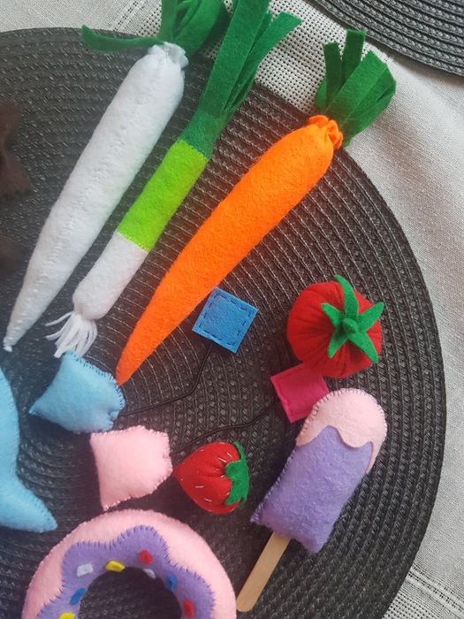 Zestaw jedzenie z filcu montessori dzieci kuchnia sklep gotowanie