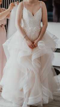 Cudowna niepowtarzalna suknia ślubna brzoskwiniowa JAK NOWA