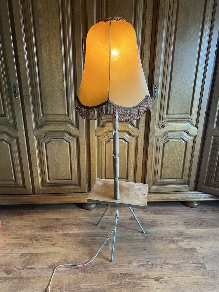 Lampa stojąca z kloszem nocna PRL