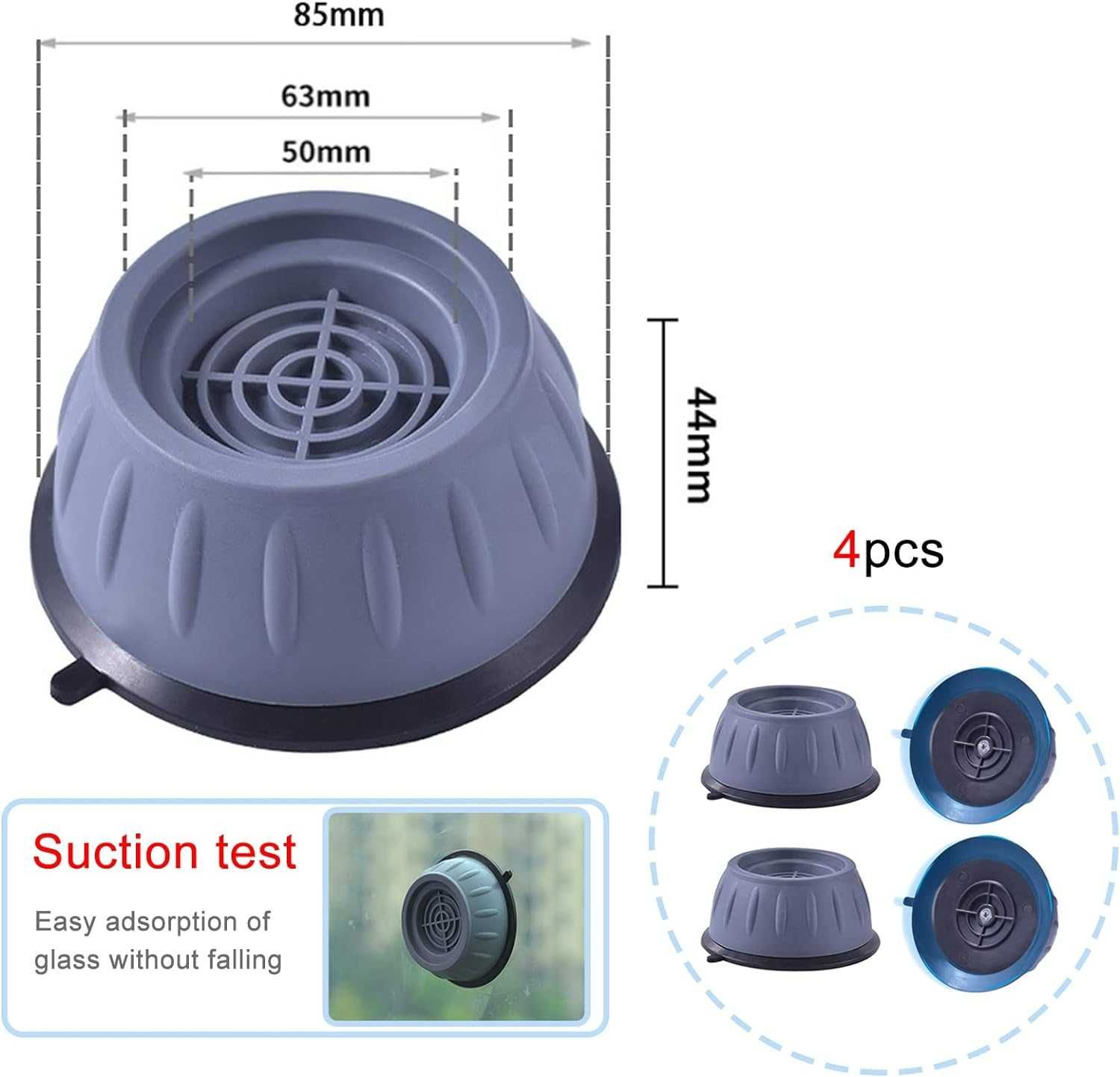 Uniwersalne nóżki antywibracyjne do pralek i suszarek, z gumą [P158]