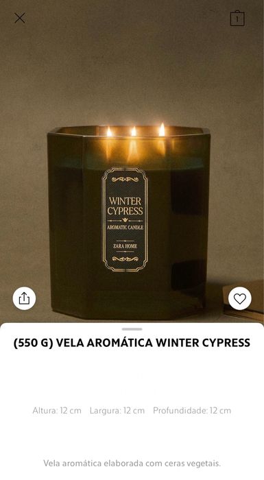 (550 G) Vela Aromática WINTER CYPRESS Zara Home NOVO