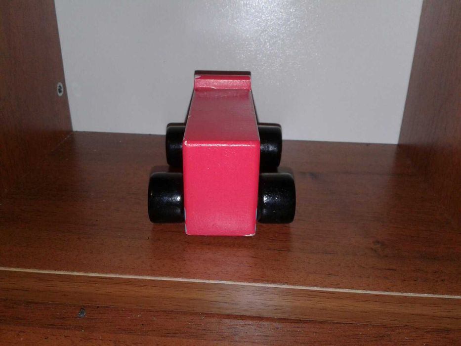 Красная деревянная машинка автобус маршрутка от 1 года идеал