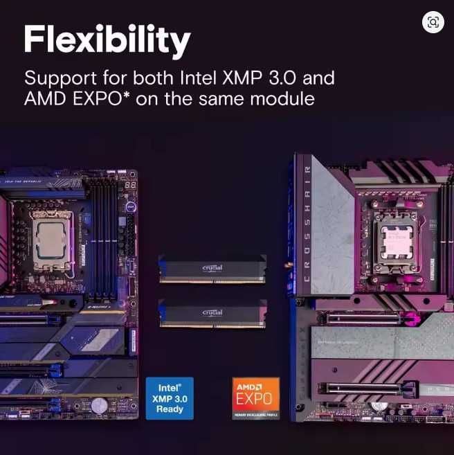 Memória RAM Crucial Pro OC DDR5 6000MHz 32GB 2x16GB XMP 3.0 e AMD EXPO