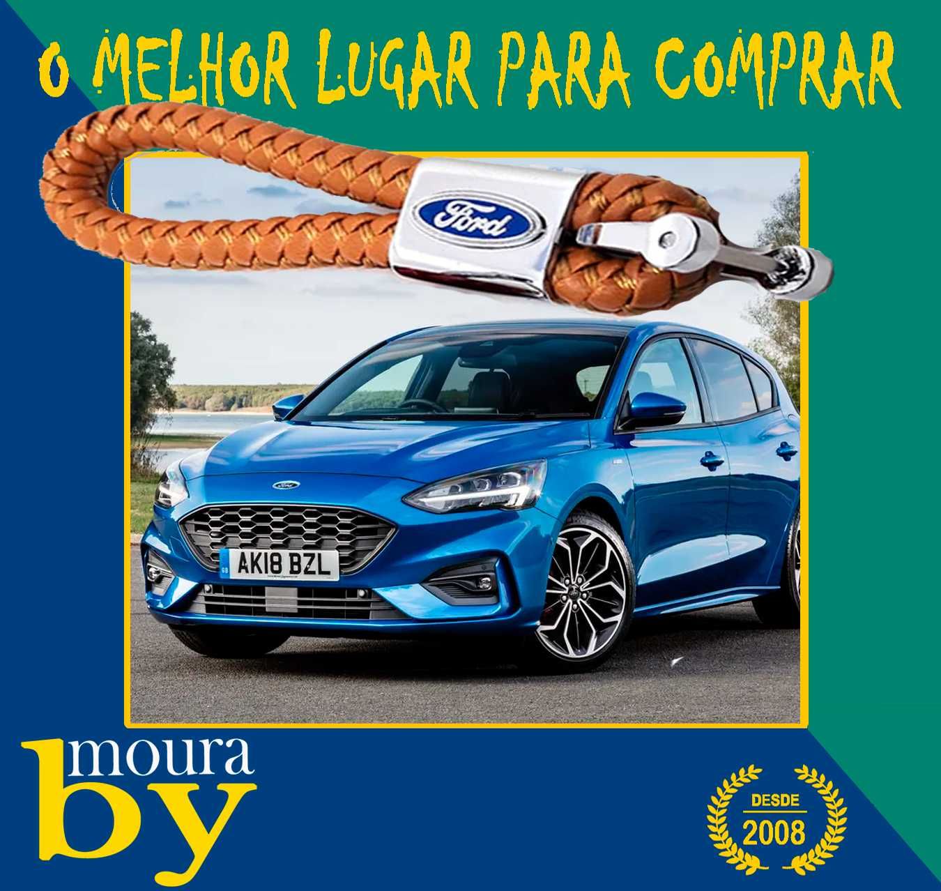 Porta Chaves Ford metálico e cabedal personalizados