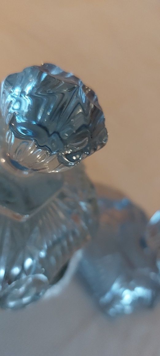 Cukiernica bombonierka niebieska ° 12 cm Ząbkowice kryształ PRL