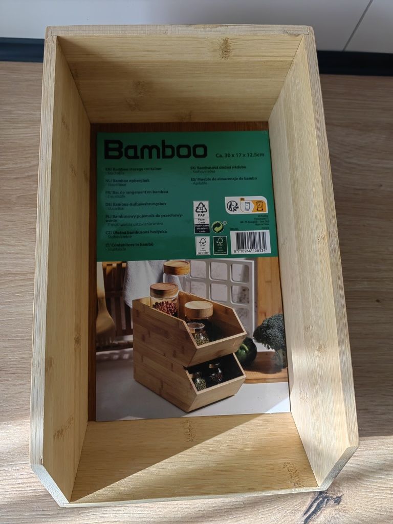 Duży Pojemnik pudełko organizer BAMBUSOWY do przechowywania 30x17x12,5