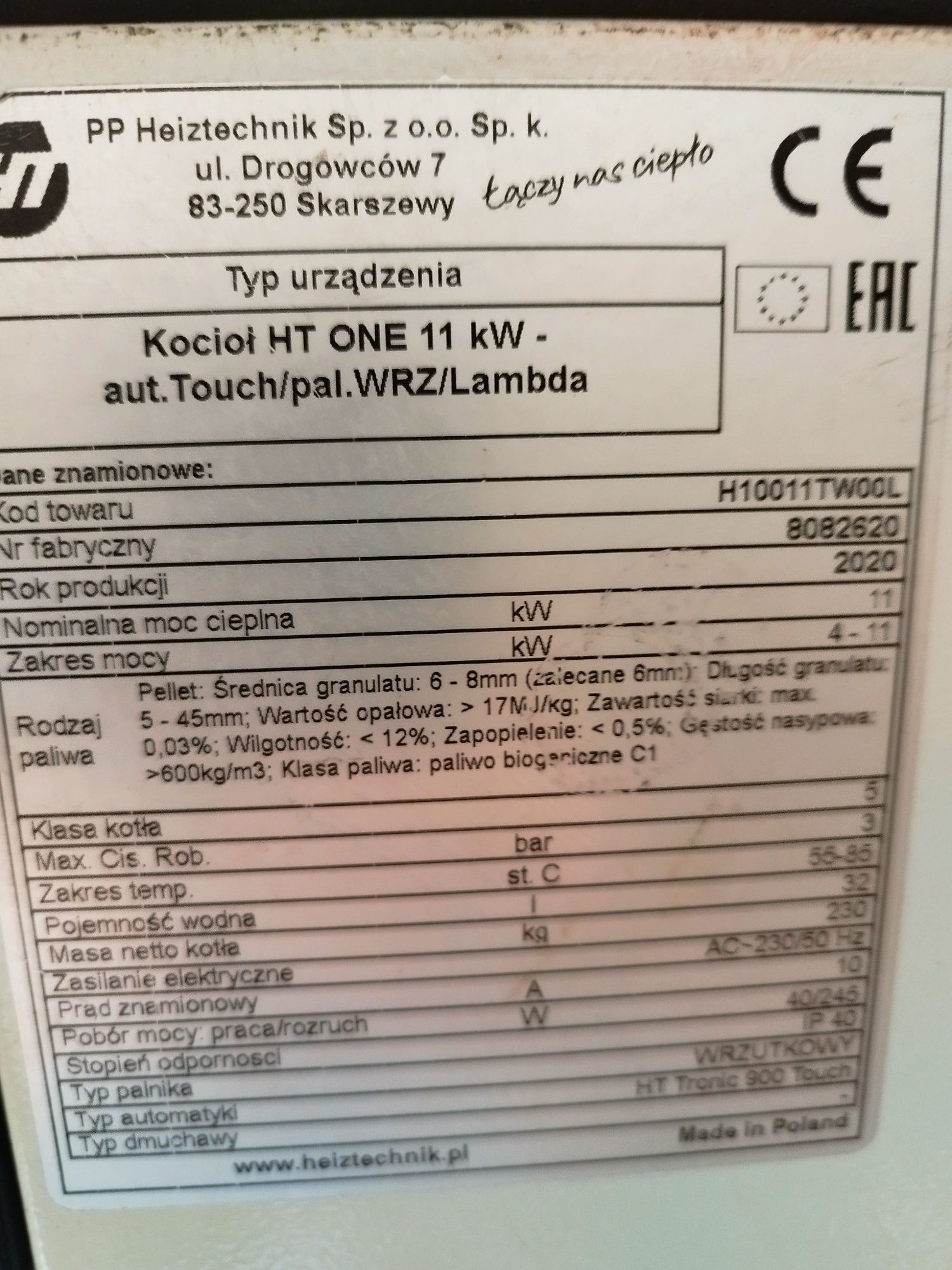 Piec na pellet 11kw