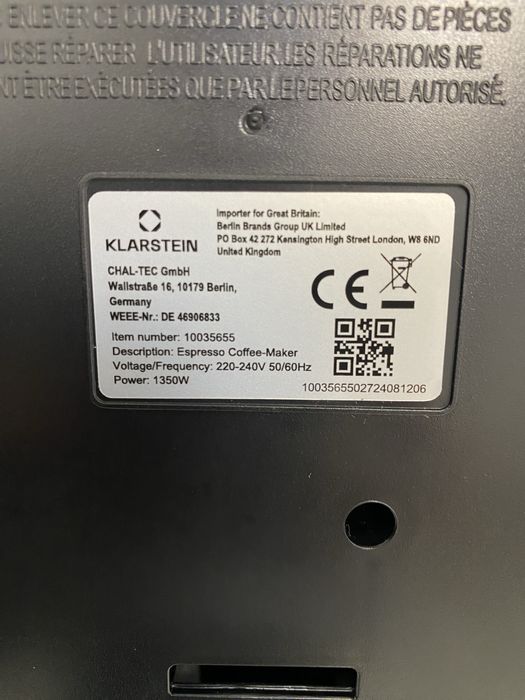 Кавоварка Latte з Німеччини Klarstein Arabica Comfort 10035655