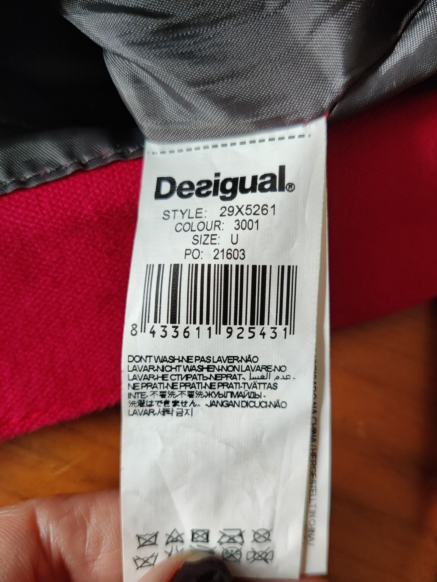 Saco vermelho, mala, de algodão, Desigual