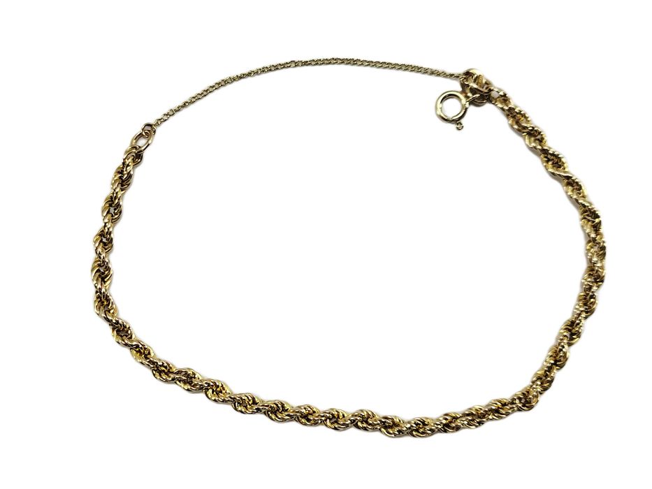 ZB230 Śliczna solidna złota bransoletka 375 splot kordel 19 cm