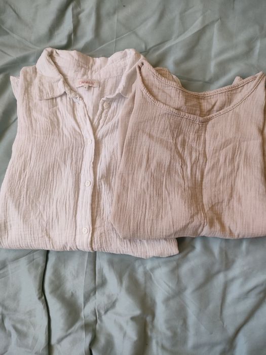 Bluzka muślinowa damska xxl+ muslinowa koszula xxl./ XXL.Beż.