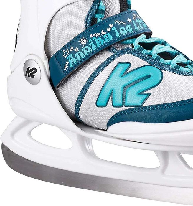 K2 Łyżwy dziewczęce Annika Ice Ltd, białe - niebieskie,