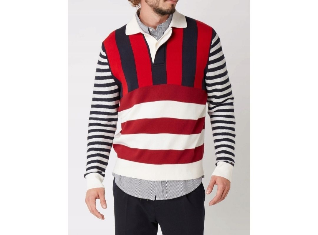 Tommy Hilfiger - sweter męski z kołnierzem, rozm. M