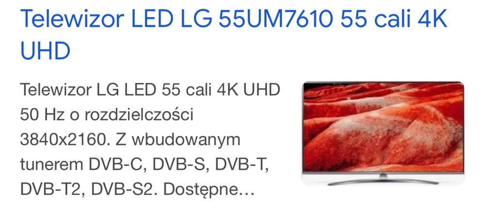 Telewizor LG na części