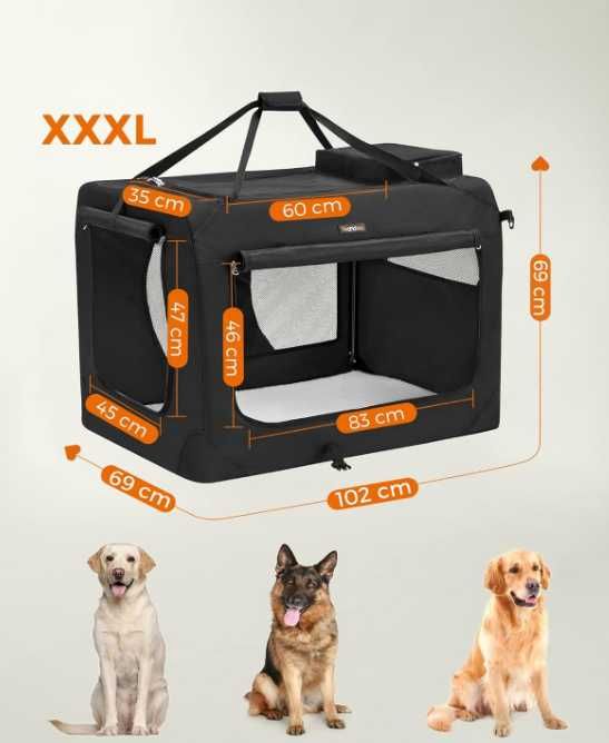 Transporter dla psa składany klatka czarny 102x69
