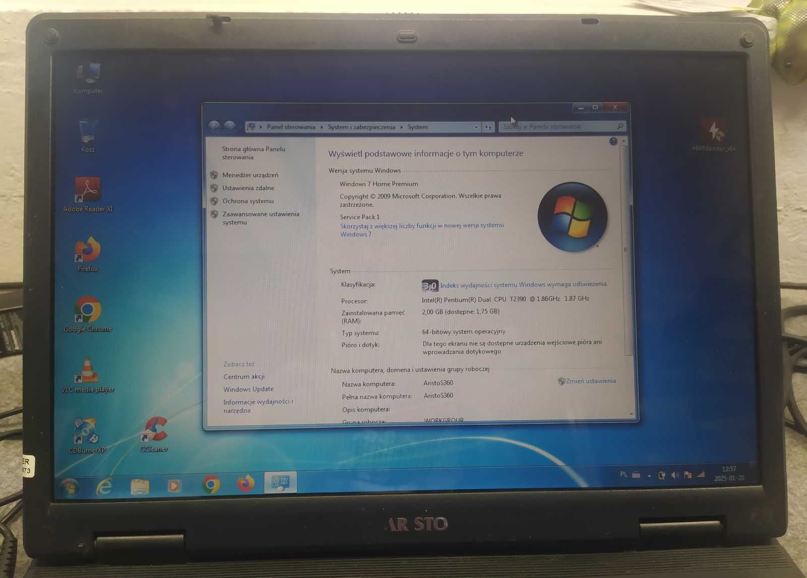 Aristo Smart 360 15,4” Intel Core2Duo T2390 2GB RAM WiFi DVD HDD