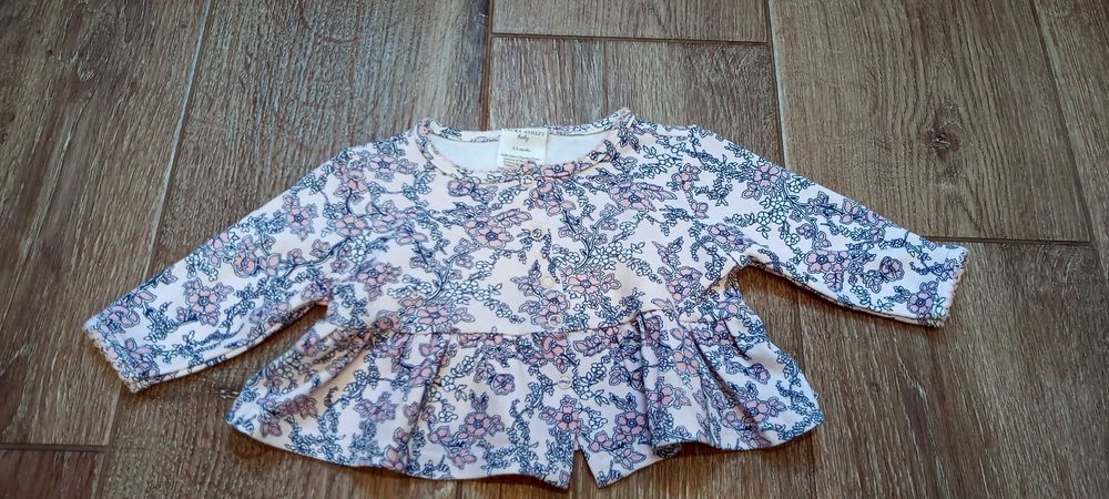 Kaftanik bluza na napy dla dziewczynki  kwiaty 56/62 Laura Ashley
