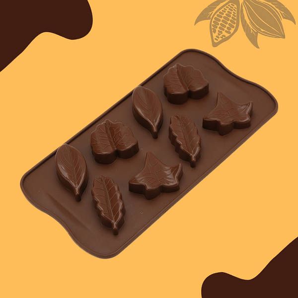 Силіконова форма для цукерок, шоколаду, карамелі "Листя" 8 осередків