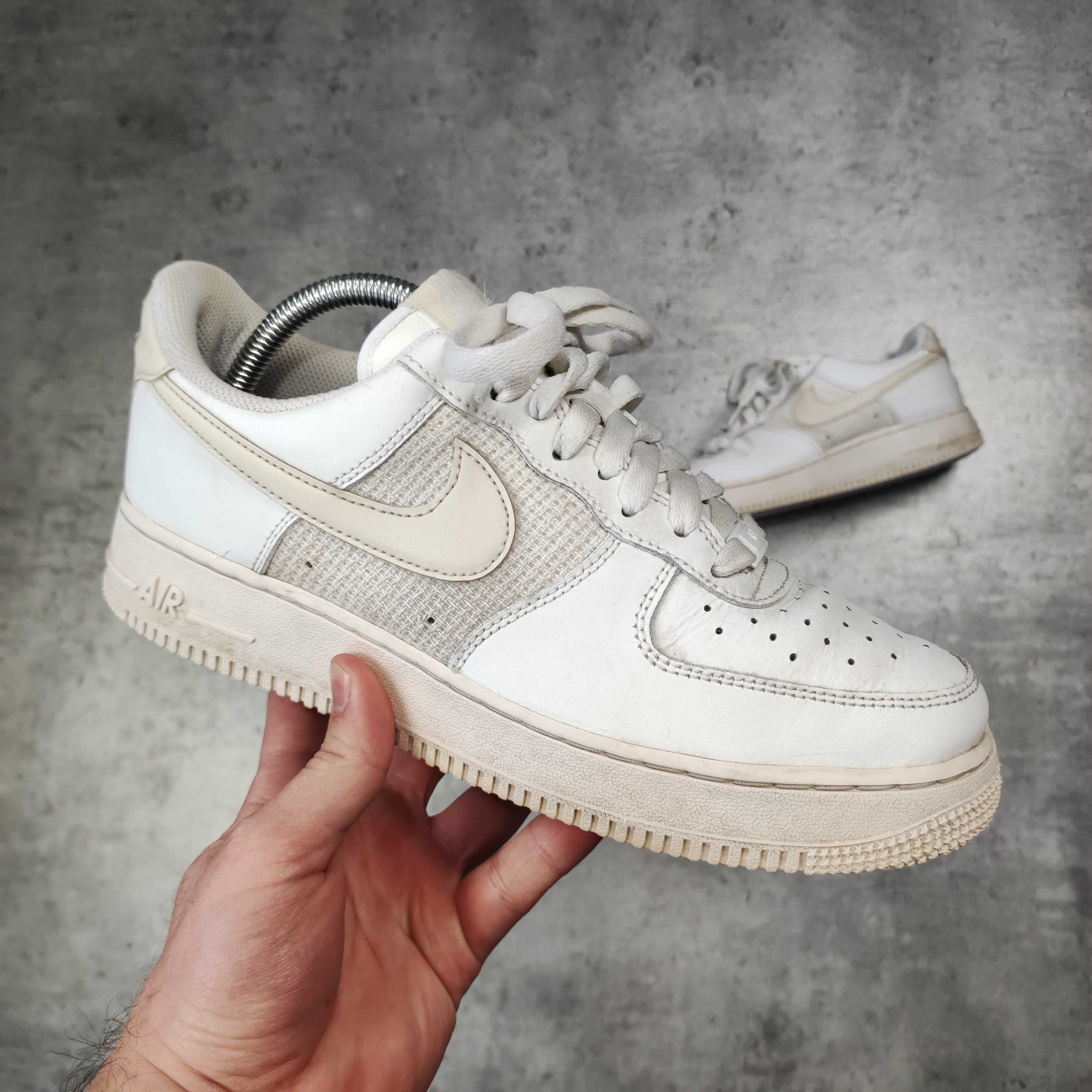 MĘSKIE Buty Sportowe Nike Air Force 1 Biało Kremowe Klasyczne Skóra