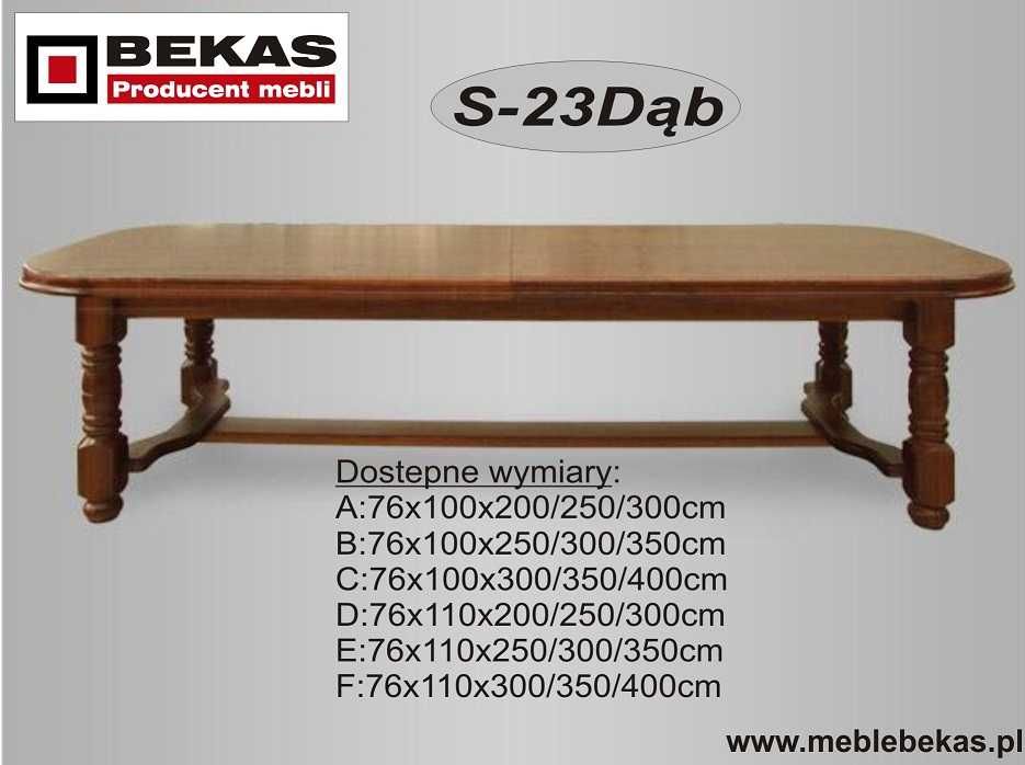 Nowy Stylowy  Stół S 23 Dąb Krzesła Orzech Dąb Bekas Producent Mebli