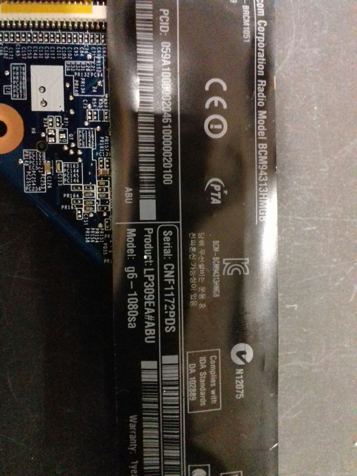 Płyta główna HP g6-1080sa  intel hd