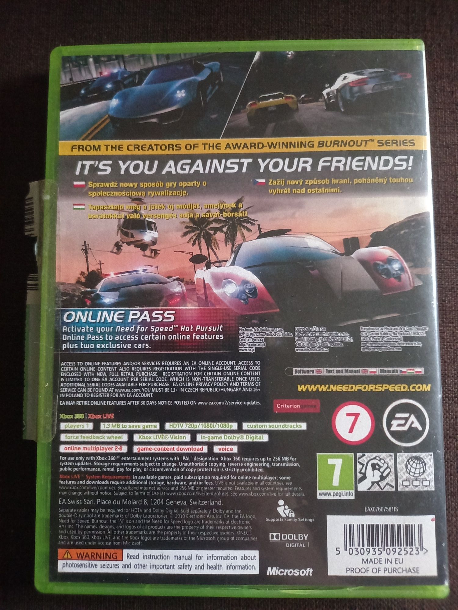 Gra N.F.S. Hot Pursuit na xbox 360 Need for Speed