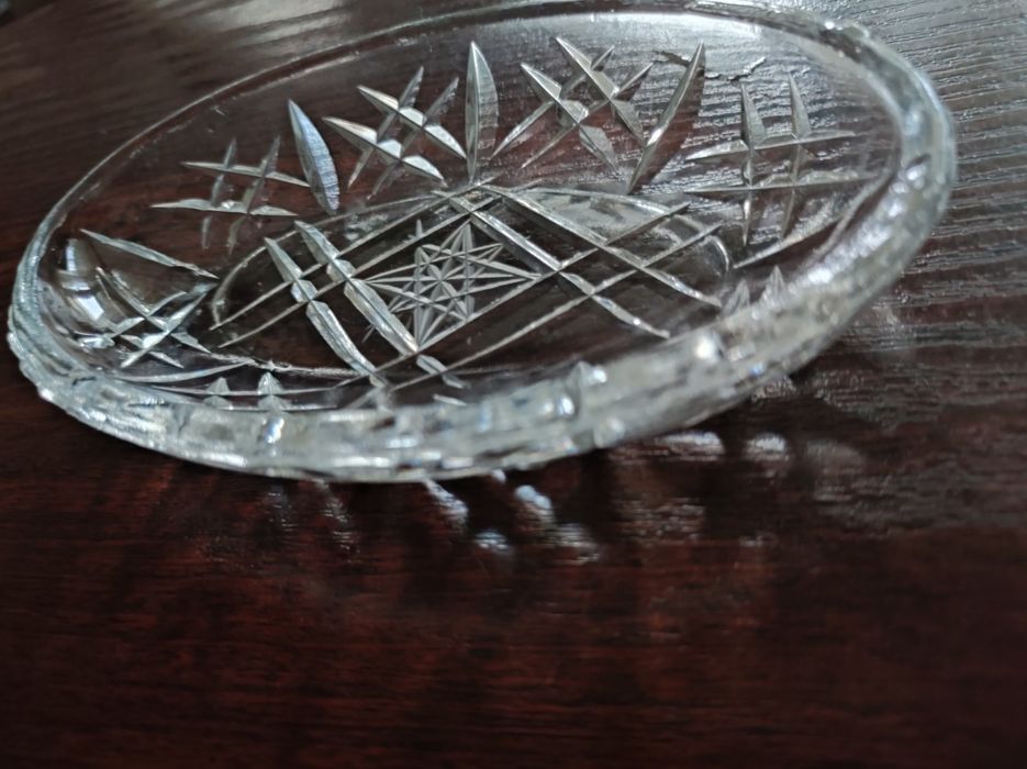 Kryształowa owalna mini patera z PRL paterka