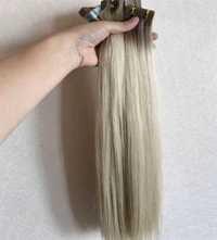 Włosy naturalne slowianskie TAPE ON 50 cm 10 kanapek OMBRE