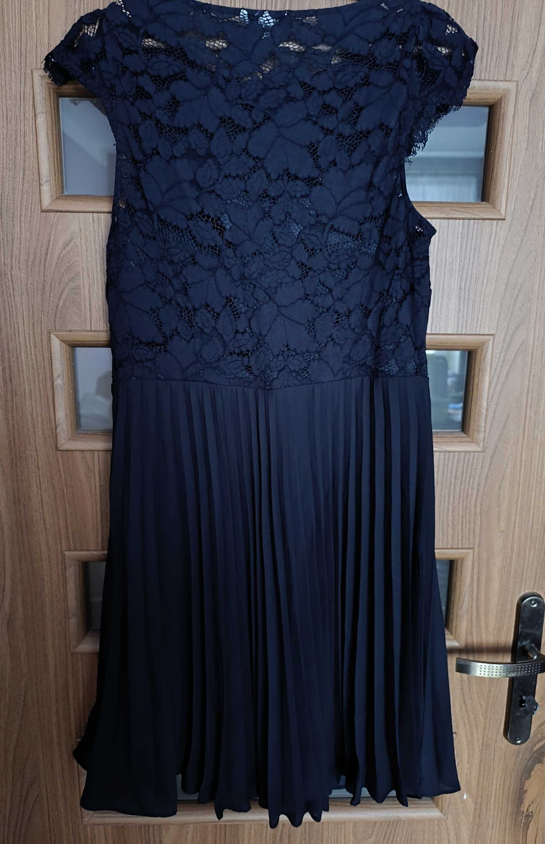 Sukienka damska elegancka koronka kolor granatowy firma H&M rozmiar 44