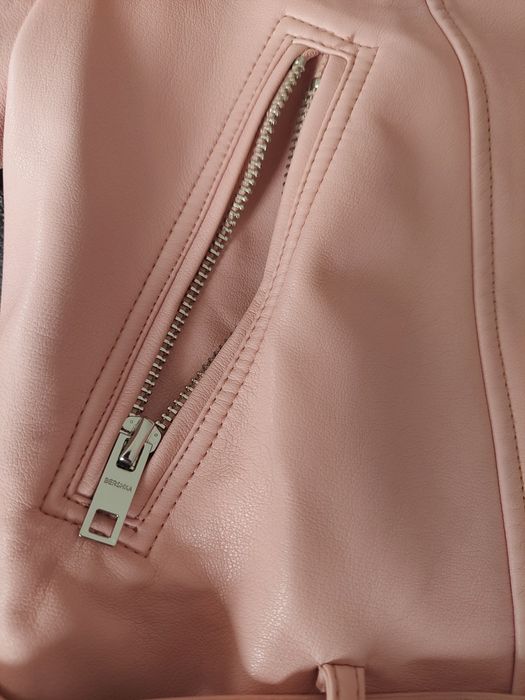 Kurtka skórzana ramoneska biker bershka pudrowy róż M aesthetic