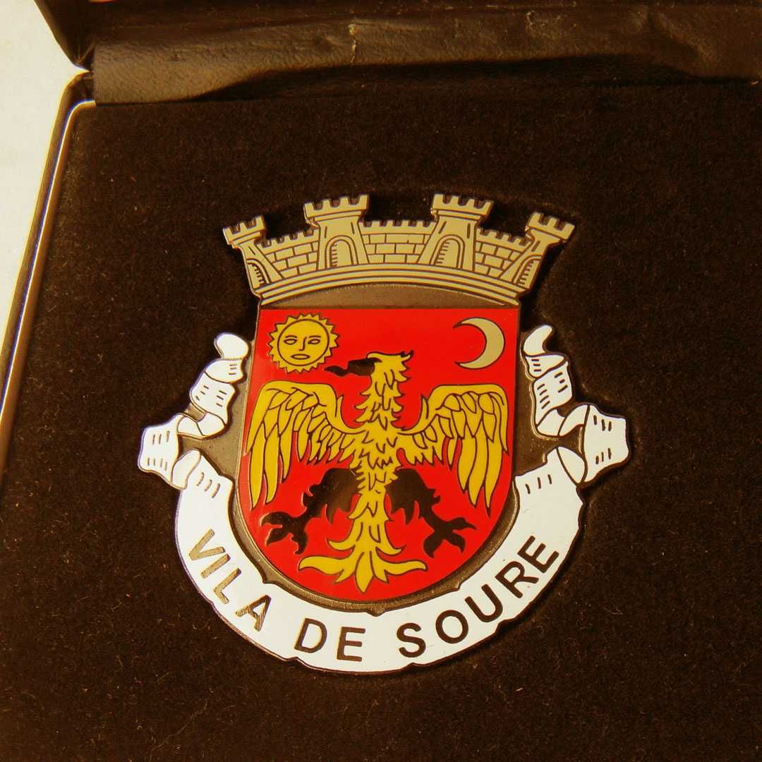 Medalha Emblema em Esmalte Brasão de Vila de Soure Coimbra em Estojo