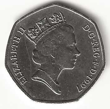 50 Pence de 1997, Reino Unido, Isabel II