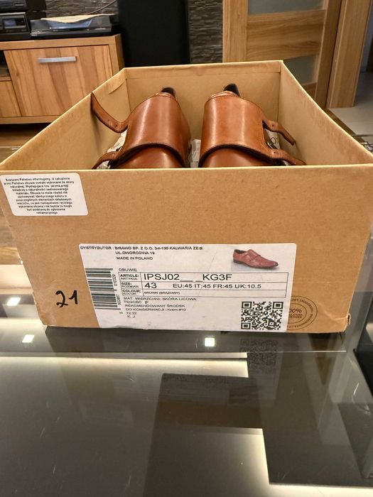 Półbuty Ryłko IPSJ02 brąz skórzane monki klasa