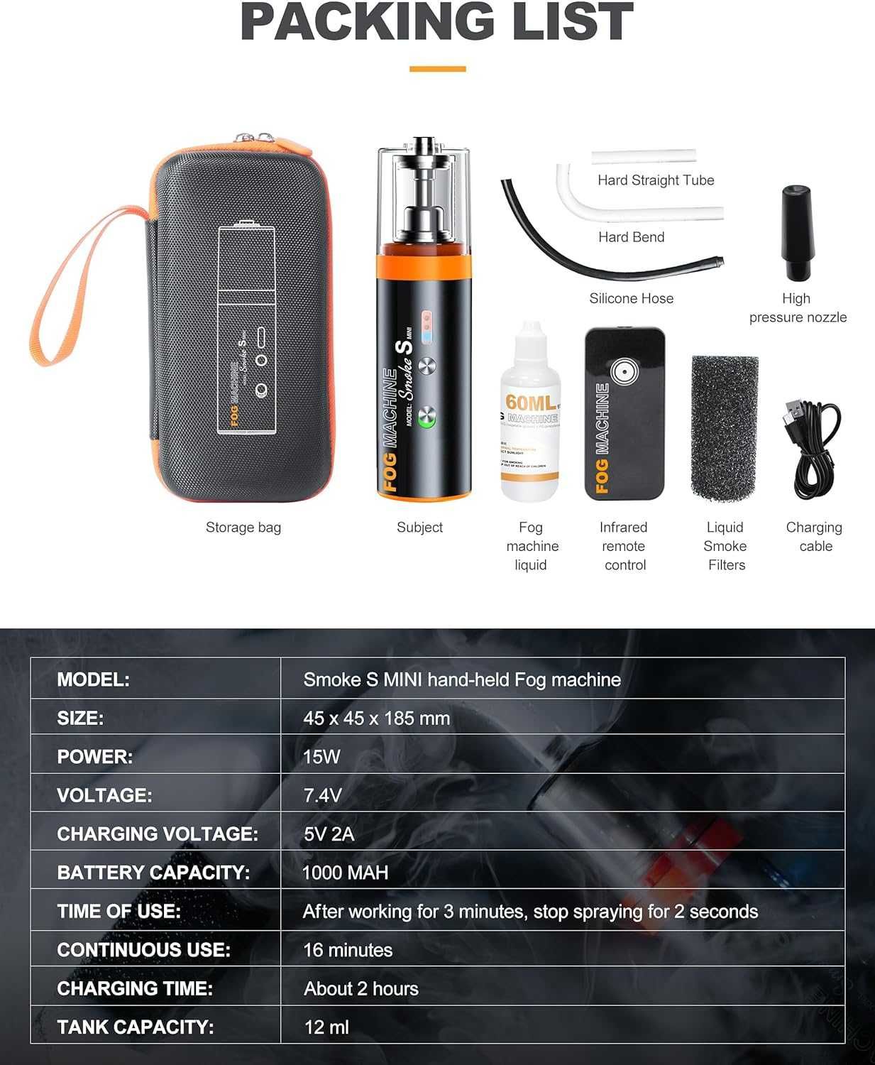 Maquina de fumo portatil FOGMACHINE SMOKE S c/ com