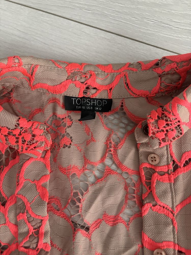 Koszula narzutka krótka neonowy wzór r 40 Topshop