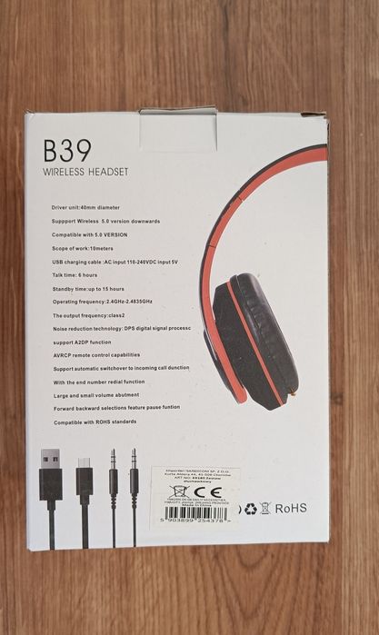 SŁUCHAWKI BEZPRZEWODOWE regulowane nauszne blotooth mikrofon LED RGB