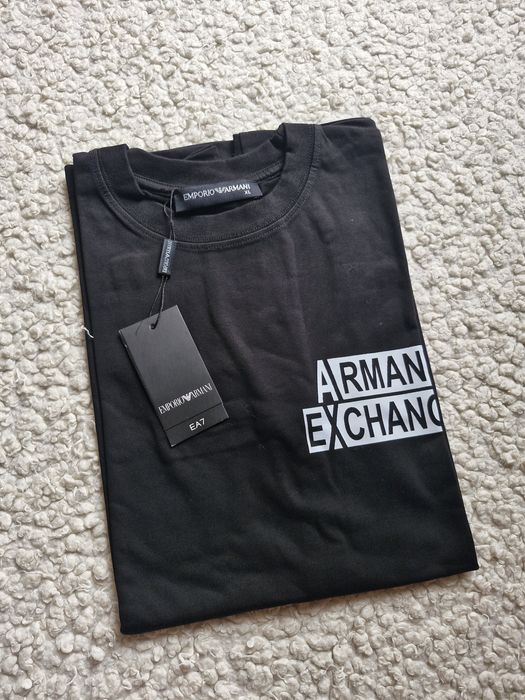 Koszulka męska tshirt bawełniany bruba solidna Armani AX Xl L s czarna