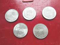 Srebrne monety 200 zł - XXX LAT PRL - tzw mapki - 5 sztuk
