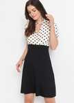 B.P.C sukienka 2w1 czarna w grochy ^44/46