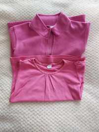 Różowy komplet. Polar+t-shirt. H&M. 122 cm.