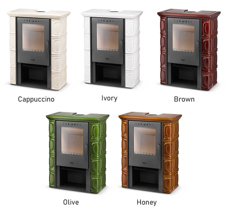 Piec kominek kaflowy koza wolnostojący ELDUR OLIVE 11kW zielony