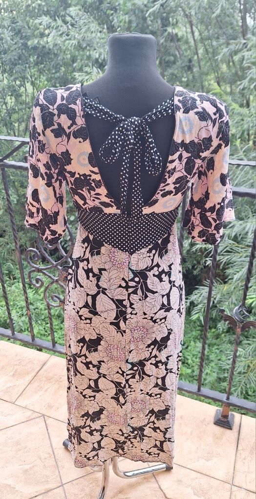 Sukienka midi z rozcięciem na nogę Top Shop 100 % wiskoza rozmiar XS