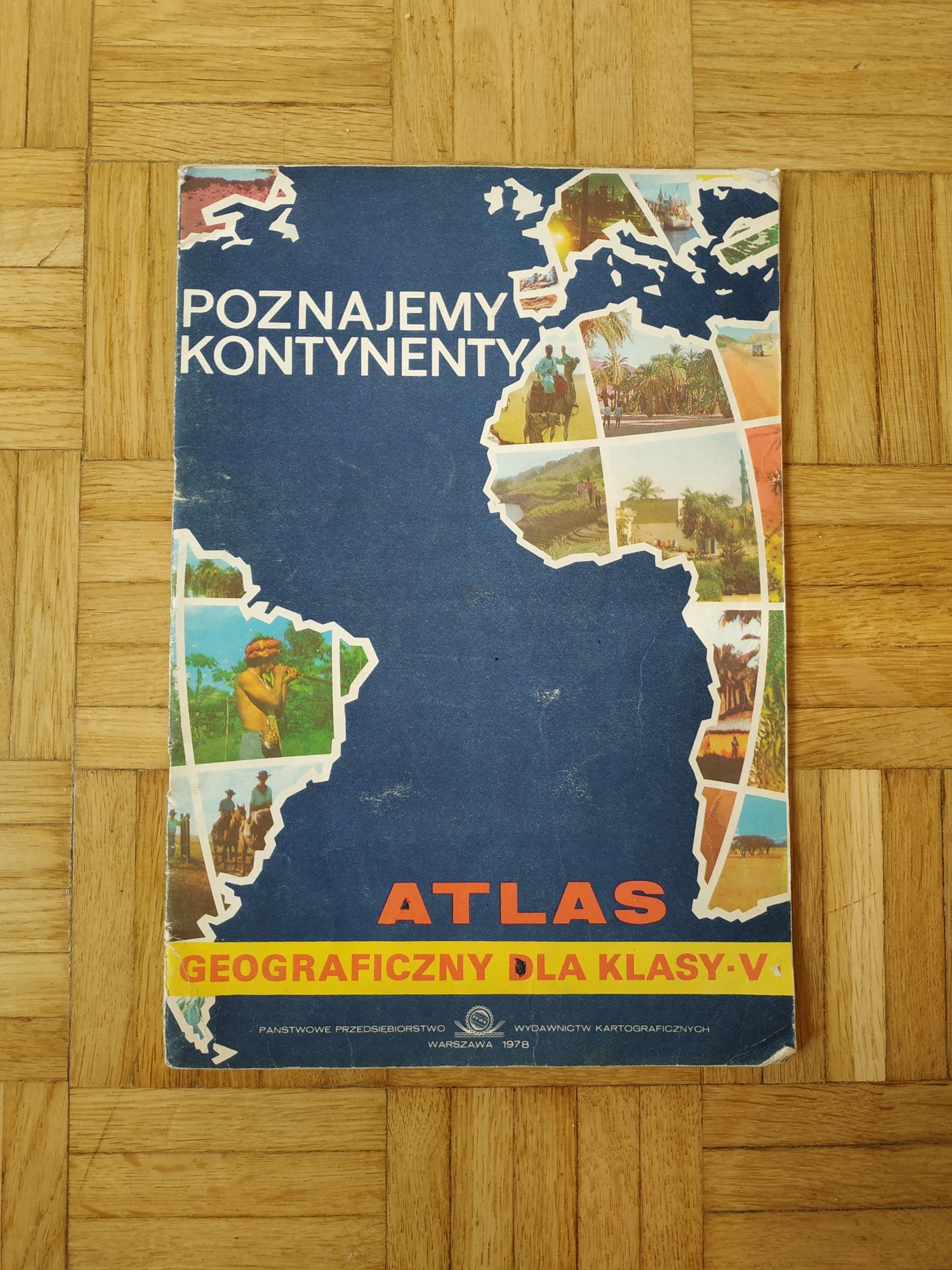 Atlas geograficzny Poznajemy kontynenty, stare mapy
