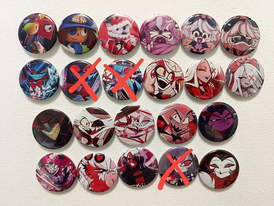 Значки Хазбин отель, адский босс, убийцы дронов, цифровой цирк