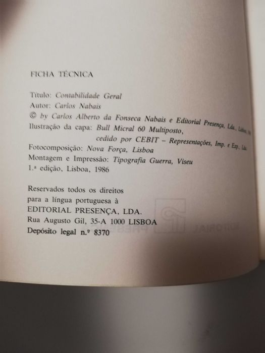 Contabilidade Geral – Vol. I e Vol.II – Carlos Nabais