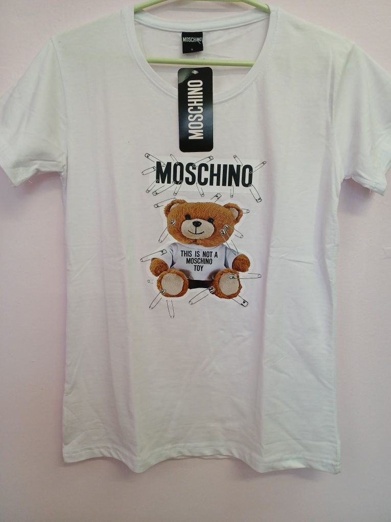Biała koszulka z misiem Moschino