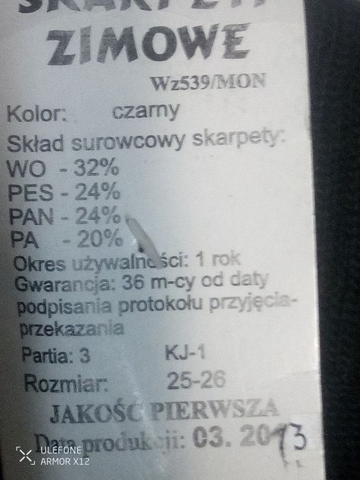 Wojskowe skarpety zimowe  .539MON
