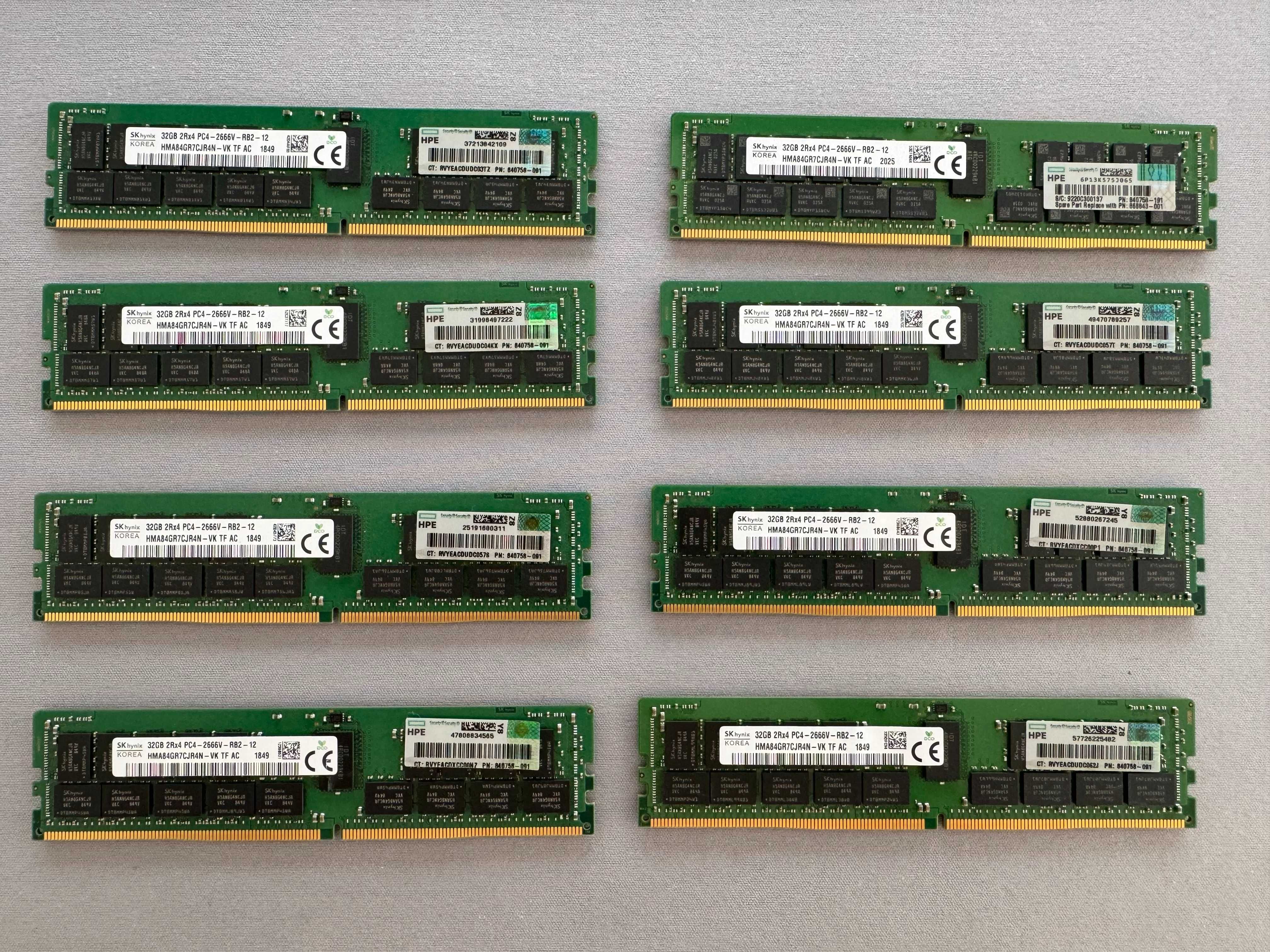 8x 32GB DDR4 ECC REG 2666MHz SK Hynix (HMA84GR7CJR4N-VK)